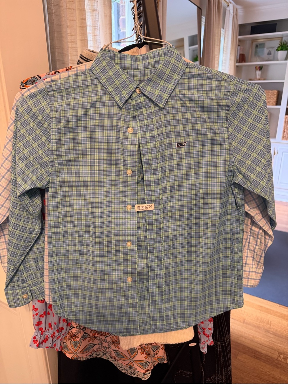 Vineyard Vines Boys' Light Blue & Green Plaid Button-Down Shirt